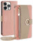 CasurvivePro Custodia a portafoglio per iPhone 15 con tracolla a tracolla, custodia magnetica per borsa con cerniera custodia in pelle PU flip antiurto con cavalletto - rosa