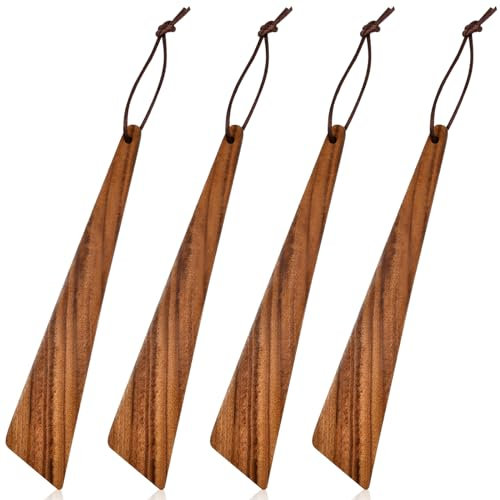 Aemygo 4 Pcs Teak Wood Spatula for Cooking, 9.8 Flat Wooden Turner for Kitchen Non-Stick Egg Flipper Spatula Small Wood Cooking Utensils for Turning Flipping Serving Scraping