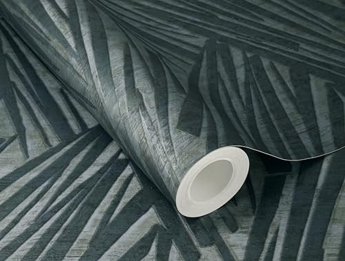 Rasch Vliestapete 3D-Effekt Kratzer Betonoptik Blau Metallic 608359