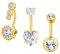 Besyvvin 3er Bauchnabelpiercing 8mm Chirurgenstahl Gold Piercing Bauchnabel Bauchpiercing Damen mit Herz Stein