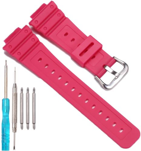 XBHSW Bracelet de rechange en résine compatible avec Casio G-shock DW-5600 GW-M5610 GW-6900 DW-6900 G-6900 G-6900 - Bracelet de montre de sport étanche (rose rouge)