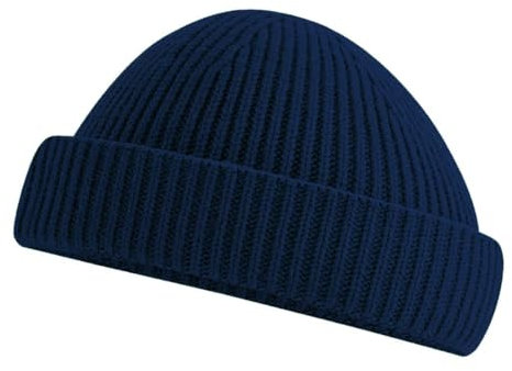 Roughtex Fisherman Beanie kurz – Fischermütze für Herren & Damen aus recyceltem Polyester, grob gestrickt, Einheitsgröße Navy