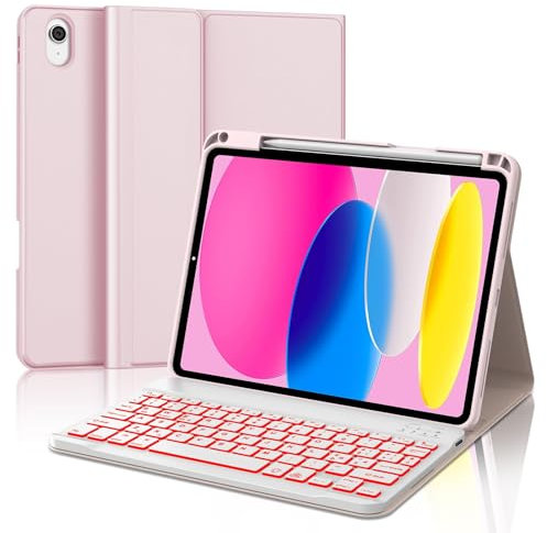 IVEOPPE Tastiera iPad 10/11 Generazione (10.9 2022/A16 11 2025), Cover Tastiera Italiano Bluetooth Retroilluminata Staccabile per iPad 10 Gen 2022/11 Gen (A16) 2025, Rosa