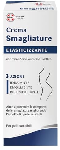 Matt, Crema Smagliature Elasticizzante, Crema Corpo Idratante, Emolliente e Ricompattante, Dona Idratazione ed Elasticità alla Pelle, Adatta Anche a Pelli Sensibili, 200 ml