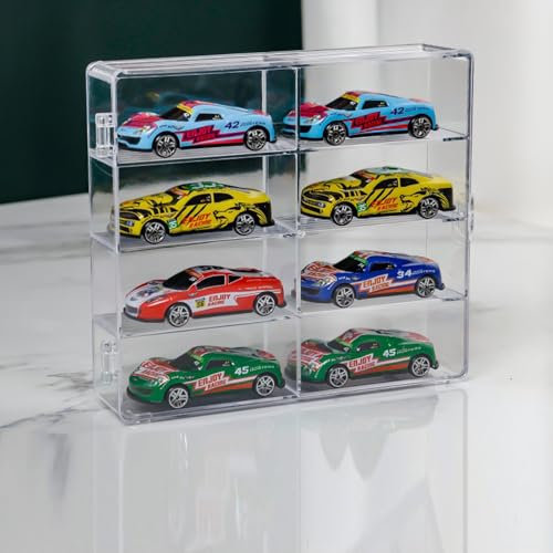 Fofetbfo Vetrina in Acrilico Trasparente per Modellini di Auto in Scala 1:64, Vetrina per Macchinine, Scatola di Immagazzinaggio per Auto in Acrilico Custodie Trasparenti per Macchinine da Collezione