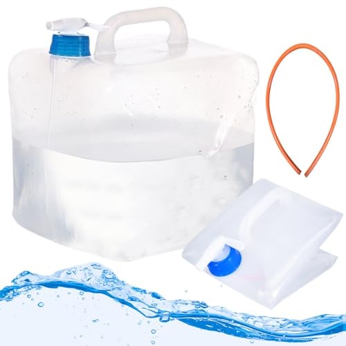 PIWOSGOL Bidón de Agua, Bidón de Agua de 10L, Cuadradas de Agua, Bolsa de Agua, Garrafa Plegable, Bidón de Agua con Grifo, Sin BPA, Depósito de Agua para Viajes, Picnic, Camping