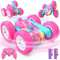 DEERC Rosa Ferngesteuertes Auto für Mädchen mit Buntem Licht, RC Stuntautos, 360° drehbares RC Stuntauto 4WD RC Spielzeugautos für Mädchen ab 6 Jahren
