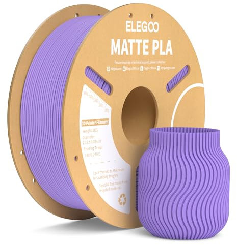 ELEGOO Matte PLA Filament Matte Lavendel Lila 1KG, 1.75mm 3D Drucker Filament Maßgenauigkeit +/- 0.02mm, 1kg Kartonspule (2.2lbs) für die meisten FDM 3D Drucker