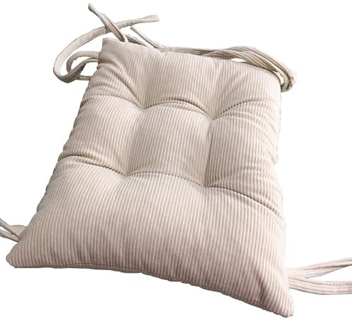 Generisch Thicken Cord Sitzkissen, solide Farbe Massivholz Stuhl Kissen rutschfest Esszimmerstuhl Pads mit Krawatten, Student rechteckigen Board Hocker Kissen(30x40cm(12x16inch), Beige)