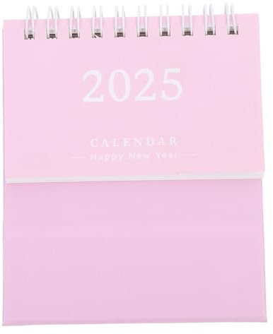 Operitacx Tischkalender 2025 täglicher Flip- 18-monatiger Tischkalender Mini-Monatskalender bürodekoration home dekoration Büro-Monatskalender dekorativer Tischkalender Papier Rosa