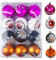 12 Large Baubles Hanging Balls - Halloween Pumpkin Eye Balls Ornaments for Party Decoration, Black Copper Purple