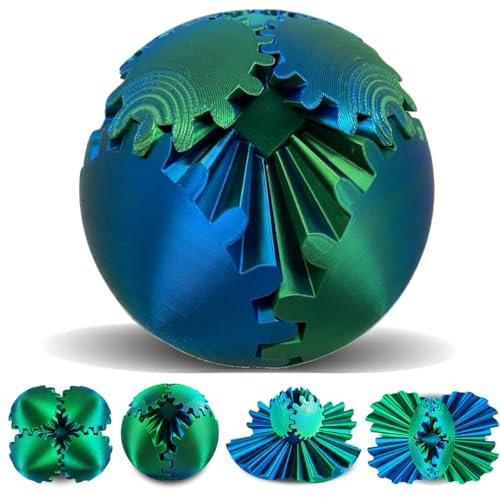 Impossible Gearsphere Age 3+, 3D Printed Gear Sphere - The Steampunk Whirling Wonder Fidget Gear Ball, Gearsphere Cube Fidget Toy for Office and Home, Stress Relief Cool Stuff Toys Gift for Kids Adult