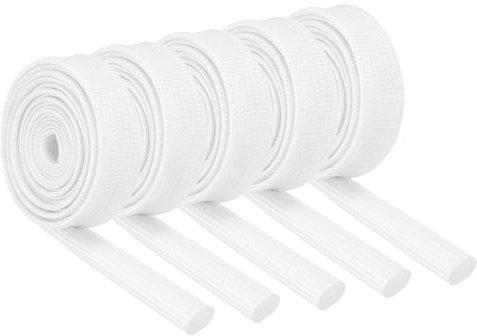 sourcing map 5Pcs Insulation Braided Cable Sleeve,3.3Ft-5/16 Inch ID White, High Temp Silicone Coated Fiberglass Sleeving for Cable Wrap, Automotive Hose Lines Electrical Wiring Protection