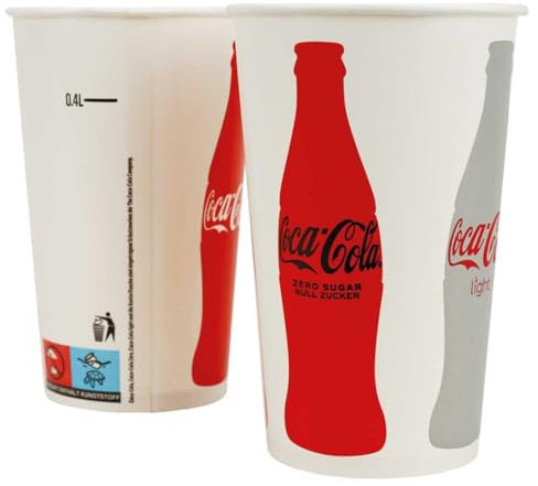 Kaltgetränkebecher Coca Cola, beschichtetes Hartpapier, 400 ml, 50 Stück