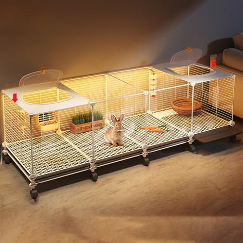 Kaninchenkäfig, Hasenkäfig, Transparenter Kleintierkäfig, Spalt 1,3 cm, Leicht Zu Reinigen und Zu Bewegen, Meerschweinchenkäfige für Den Innen- und Außenbereich Geeignet(145 * 35 * 45cm)