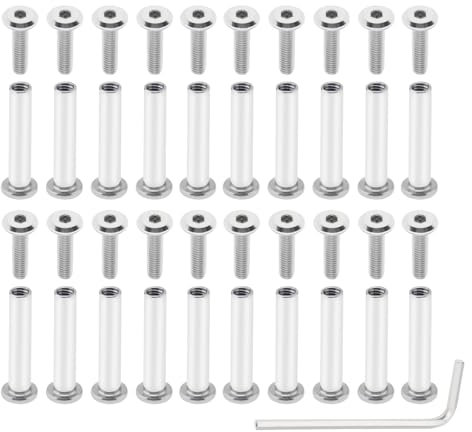 Smgda Juego de 20 tornillos de cabeza hexagonal M4 x 16 mm, tuercas y pernos de acero inoxidable 304 para hebilla de cinturón de cuero, bolsas, armario con llave Allen, remaches de tornillo plateados