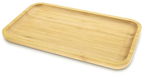 Milaosk Bandeja de Bambú Rectangular, Bandeja de Madera Pequeña para Baño, Cocina, Decorativa para Cosmético, Postres, Té, Café, Pasteles - 29 x 16 x 2 cm