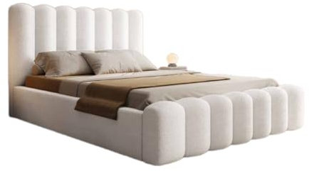 Designer Polsterbett Amore Bouclé 140x200 mit Stauraum | Bezug: Bouclé | Farbe: Weiß