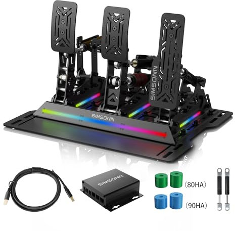 SIMSONN Neue PRO X-Pedale, Sim-Racing-Pedale, PC-Racing-Simulator-Pedale, Drucksensor Lastzelle HE-Hydraulikpedale (PROX-P3-H3-1)