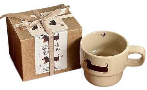 VALINK Tazza con manico a forma di cane bassotto, 280 ml, tazza da caffè con simpatico cucciolo di cane