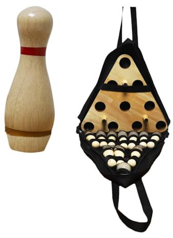 Folpus Shuffleboard-Bowling-Pin-Set mit 10 Pins und Ball, Holz-Bowling-Set, Desktop-Bowling-Spielzeug für Sport, Familienparty-Geschenke