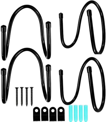 4 Stück Metall Schlauchhalter Wand – Staubsauger Halterung & Gartenschlauch Aufhänger, Wandmontage Schlauchhaken für Wasserschlauch, Verlängerungskabel Halter – Staubsaugerschlauchhalter