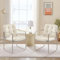 COLAMY Modernes Essstuhl-Set 2er, Knopfgepolsterter PU-Leder-Esszimmerstuhl mit Metallbeinen für Zuhause/Wohnzimmer/Büro/Esszimmer, Beige