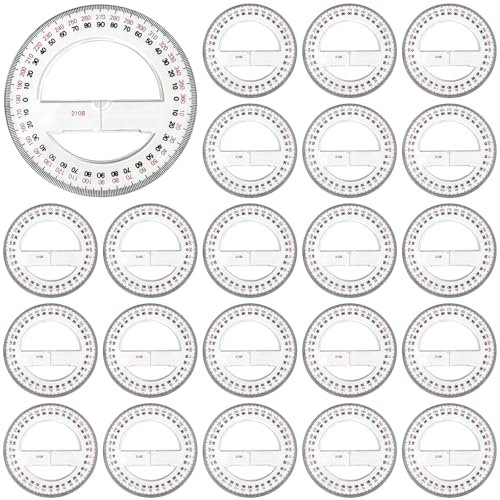 Winkelmesser aus transparentem Kunststoff, rund, 360 Grad, für Klassenzimmer und Designarbeiten, 24 Stück