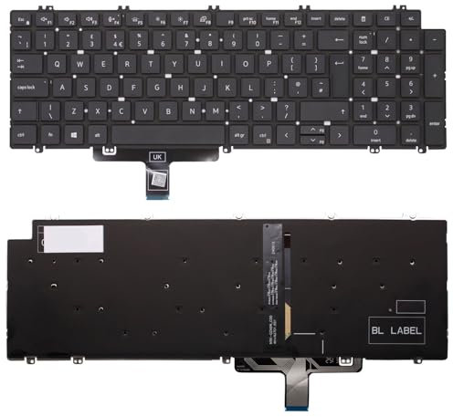 AJPARTS UK New Laptop Keyboard for Dell Latitude 5540 5530 5520 5521 Precision 7770 7670 3560 3561 Backlit UK Layout English Keyboard QWERTY PN: 0T6FVY T6FVY without Frame