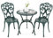 COSTWAY 3-TLG. Gartenmöbel Set, Bistrotisch mit 2 Stühlen, wetterfestes Balkonset, Balkonmöbel aus Aluminiumguss, Terrassenmöbel, Gartengarnitur, Sitzgruppe für Terrasse, Balkon, Garten (Grün)