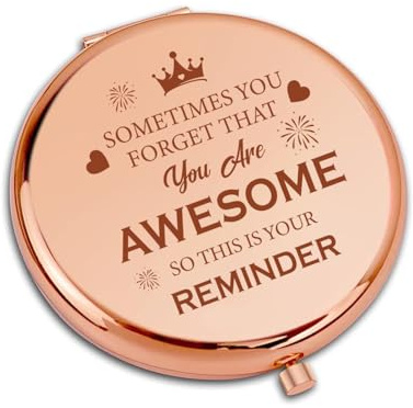 GiftGem Awesome Gifts for Women - You Are Awesome Compact Mirror, Inspirational Birthday Gifts for Women & Girls, Thank You & Positive Presents for Sister, Friend, Besties, Colleague