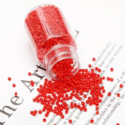 1 Bottle 30g Glass Seed Beads Red 2MM Spacer Bead Small Craft Seed Beads for DIY Beading