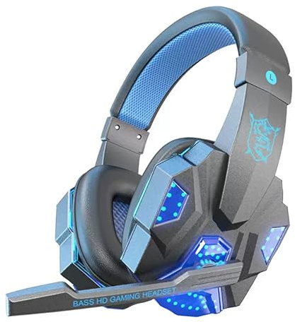 eBoutik - Gaming Headphones with Microphone & Noise-Cancelling, 3.5mm Wired Jack Universal Use - Gaming, Streaming, Vlogging etc Father's Day (Dark Blue)
