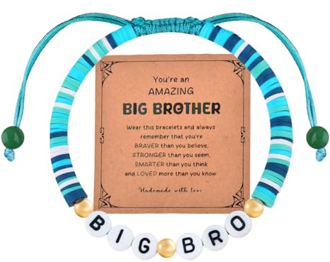 ShiQiao Spl Big Brother Insporational Gifts for Boys Clay Beaded Bracelet for Big Bro Birthday Gifts from Little Brother Sister Motivational Beads Bracelets for Men