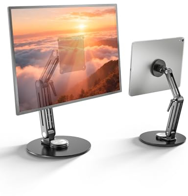 Jakeko Magnetic Portable Vesa Monitor & Tablet Stand - All Aluminium Built-In Spanner 360° Rotate Foldable Stable Desk Holder For 18.5 Inch Ipad Drawing Tablets Up To 2Kg (bis 18.4 Zoll)