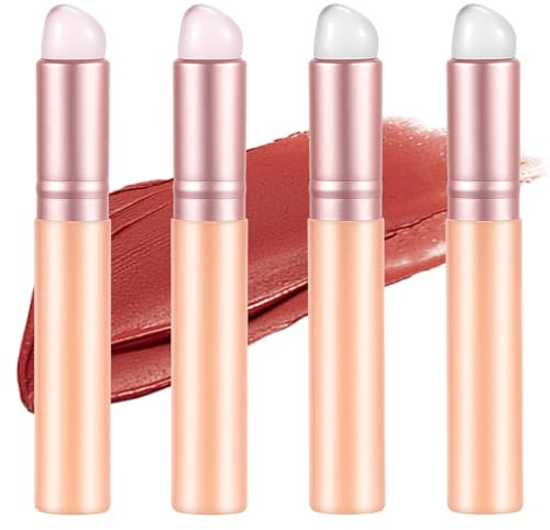 Sibba 4Pcs Silicone Lip Brush, Reusable Lip Applicator with Cap, Round Head Lips Balm Applicator, Portable Mini Lips Brush Tool for Lipstick Mask Balm Gloss