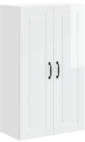 Mokuyary Küchenschrank Hochglanz Weiß 60 x 31 x 100 cm Holzwerkstoff Wandschrank Badschrank für Badezimmer, hängend Küchenschrank für Schlafzimmer, Wohnzimmer, Küche -A1