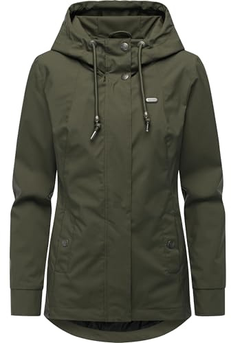Ragwear Damen ultraleichte atmungsaktive und wasserdichte Übergangsjacke kurze Funktionsjacke mit verstellbarer Kapuze Alvena Summer YOUMODO XS-6XL