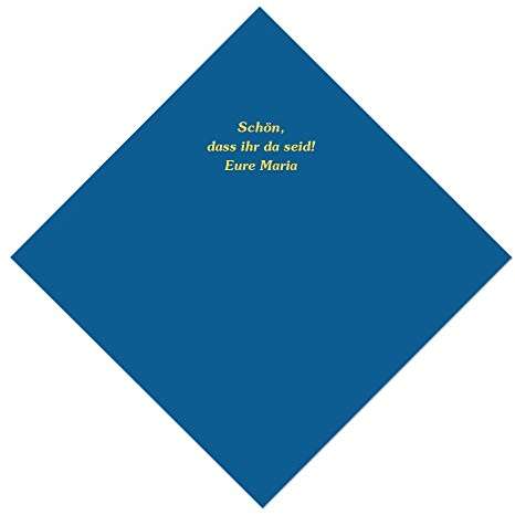 50 blaue Servietten mit Ihrem Namen in goldenen Lettern, ca. 33,5 x 33,5 cm, 3-lagig