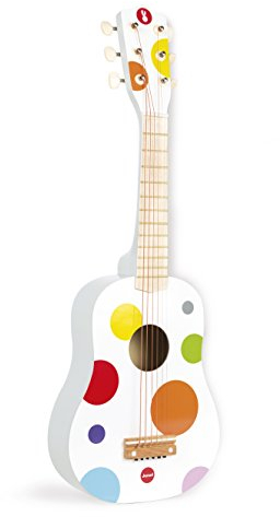 Janod - Confetti Holz-Gitarre, Musikinstrument für Kinder, Spielzeugnachbildung und Spielzeug für musikalisches Empfinden, rot, ab 3 Jahren, J07598, Gemischt