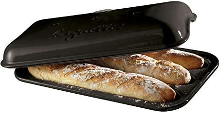 Emile Henry Eh799506 Moule à Baguettes Céramique Noir Fusain 39 X 24 X 8 cm