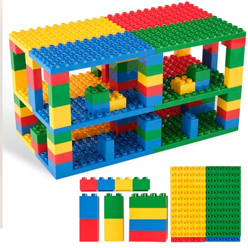 Strictly Briks Spielzeugbausteine für Kinder und Kleinkinder, klassisches Set mit großen Steinen und Grundplatten, große Stifte für Kinder ab 3 Jahren, Grundfarben, 96 Teile