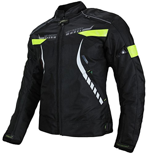 HEYBERRY Damen Motorradjacke Textil Schwarz Neon Gr. S / 36