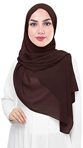 Lina & Lily Damen Muslim Premium Chiffon Hijab Kopftuch Schal aus Leicht Stoff (Dunkebraun)