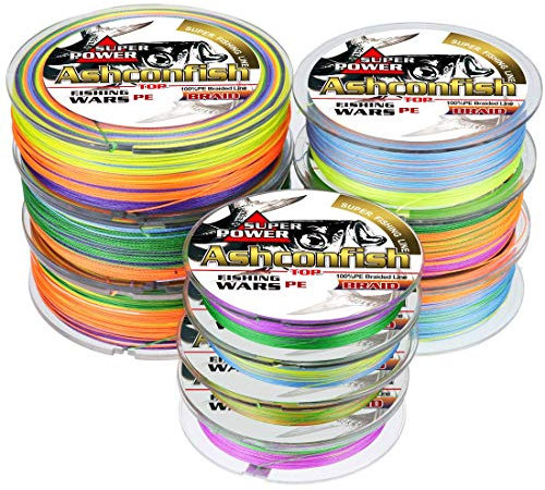 Ashconfish Braided Fishing Line- 4 Strands Super Strong PE Fishing Wire Heavy Tensile for Saltwater & Freshwater Fishing -Abrasion Resistant - Zero Stretch- 100M/109Yards 35LB Multi Color