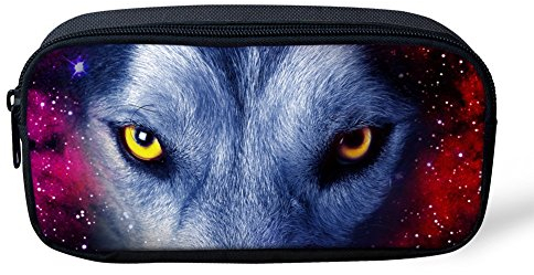 Showudesigns Federmappe für Kinder mit lustigen Tiermotiven für Schule Dedium wolf