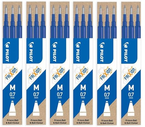 Pilot FriXion Rollerball Pen - 6 Refill Sets of 3 Pieces Each (6x3 Set, Blue)