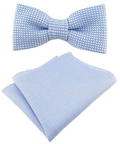 TigerTie Set Kleinkinder Baby Fliege Pique + Einstecktuch in uni gemustert 100% Baumwolle, vorgebundene Schleife mit Gummizug 24 bis 38 cm Halsumfang verstellbar + Aufbewahrungsbox