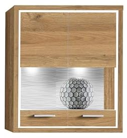 Froschkönig24 Plymouth 3 Hängevitrine Vitrine Wohnzimmerschrank Eiche dunkel/Eiche dunkel