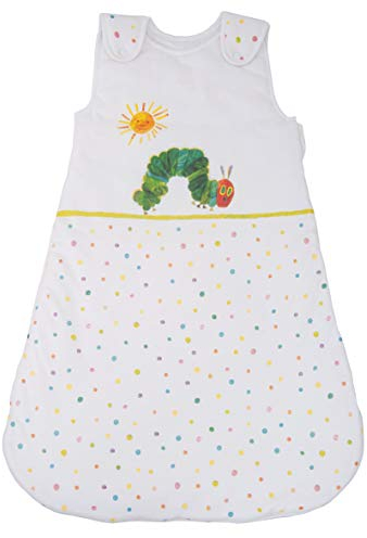 Herding RAUPE NIMMERSATT Baby-Schlafsack, 90 cm, Seitlich umlaufender Reißverschluss und Druckknöpfe, Weiß